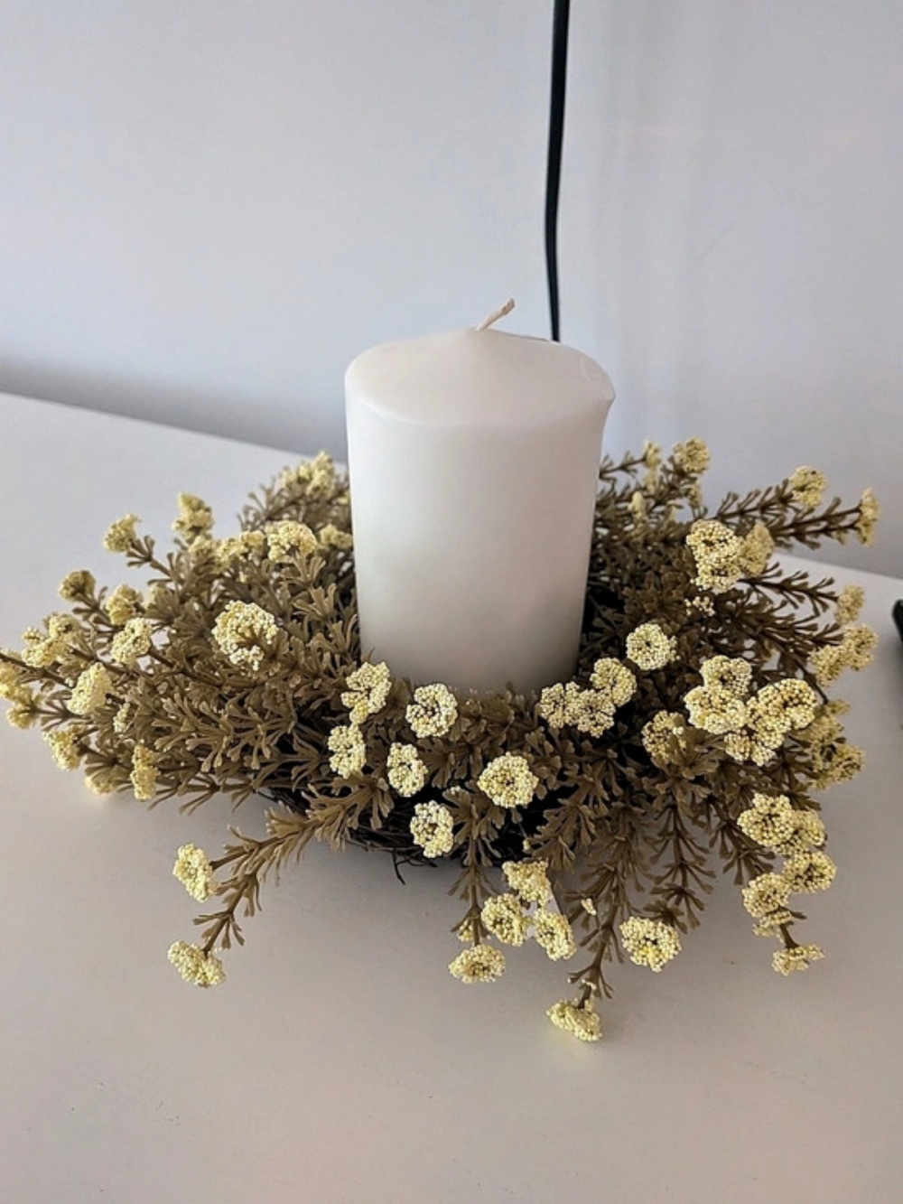 Floral Candle Wreath in Yellow & Brown Like New